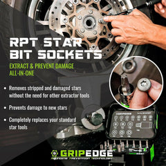 GripEdge Heavy Duty 14pc RPT Star Bit Sockets Torx Driver Set GE14STSRPT