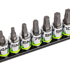 GripEdge Heavy Duty 7pc 3/8 Dr Short Metric RPT Hex Bit Driver Set GE7BSMHSRPT