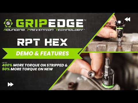 GripEdge Heavy Duty 7pc 3/8 Dr Short Metric RPT Hex Bit Driver Set GE7BSMHSRPT