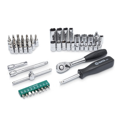 SATA 52pc 1/4 Drive 6 Point Metric Socket Set Ratchet Quick Release ST09002SJ