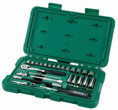 SATA 36pc 1/4 Drive 6 Point Metric Socket Set Ratchet Quick Release ST09001SJ